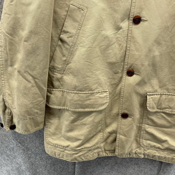 LL Bean Jacket Men Extra Large Khaki Barn Chore Coat Tall Corduroy Canvas XL - Picture 4 of 10